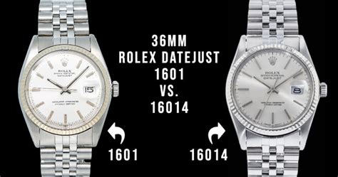 vintage datejust 36mm 16014|rolex 1601 vs 16014.